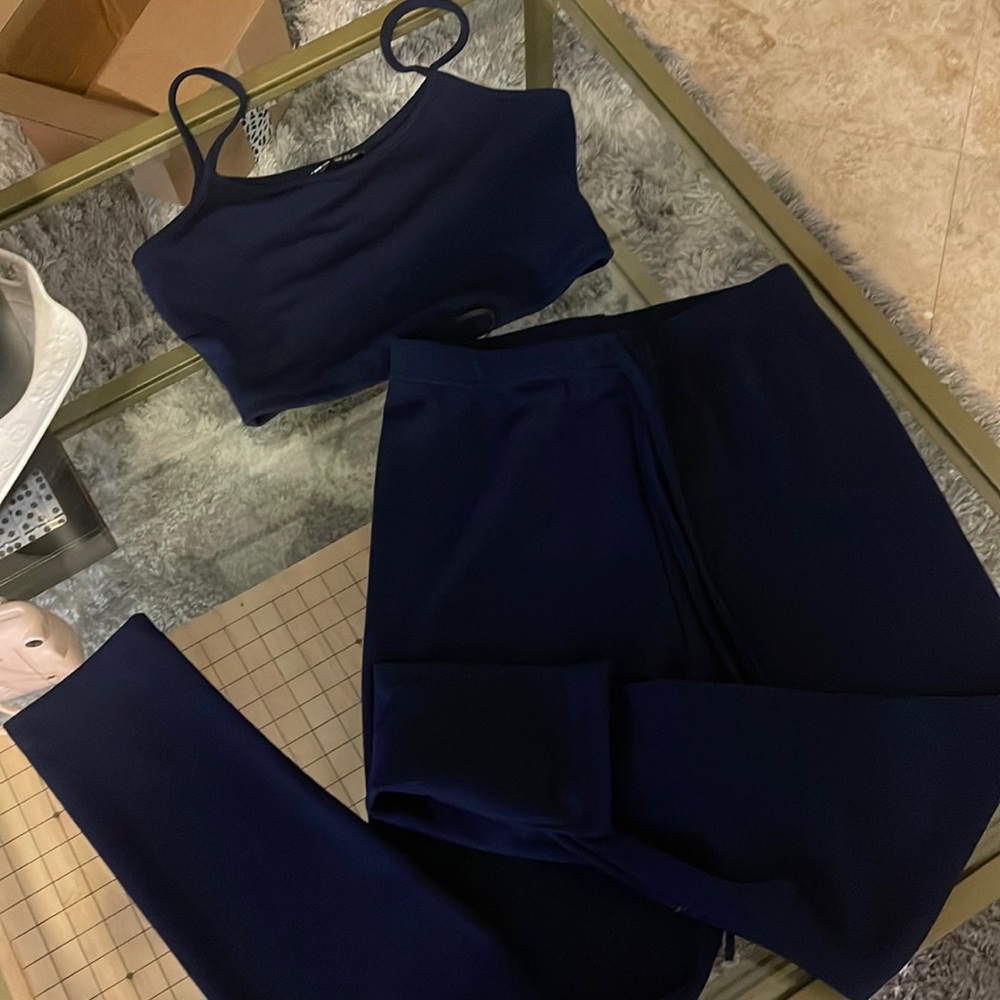 NEW Shein Navy Athleisure Set - Top & Bottom Included